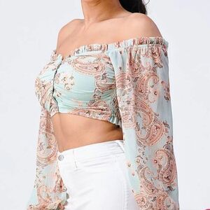 NWT Mint Paisley Top